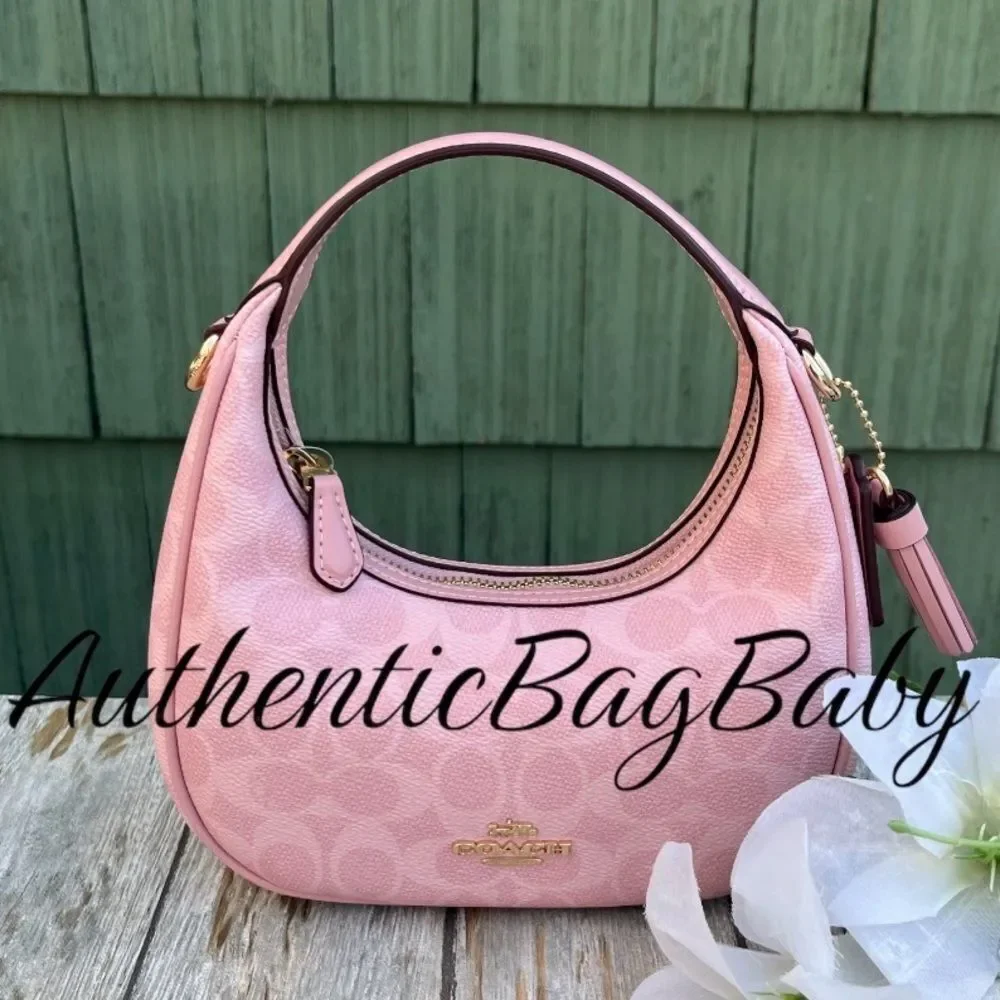 Coach Carmen Mini Crossbody Bag In Signature Canvas Powder Pink Purse